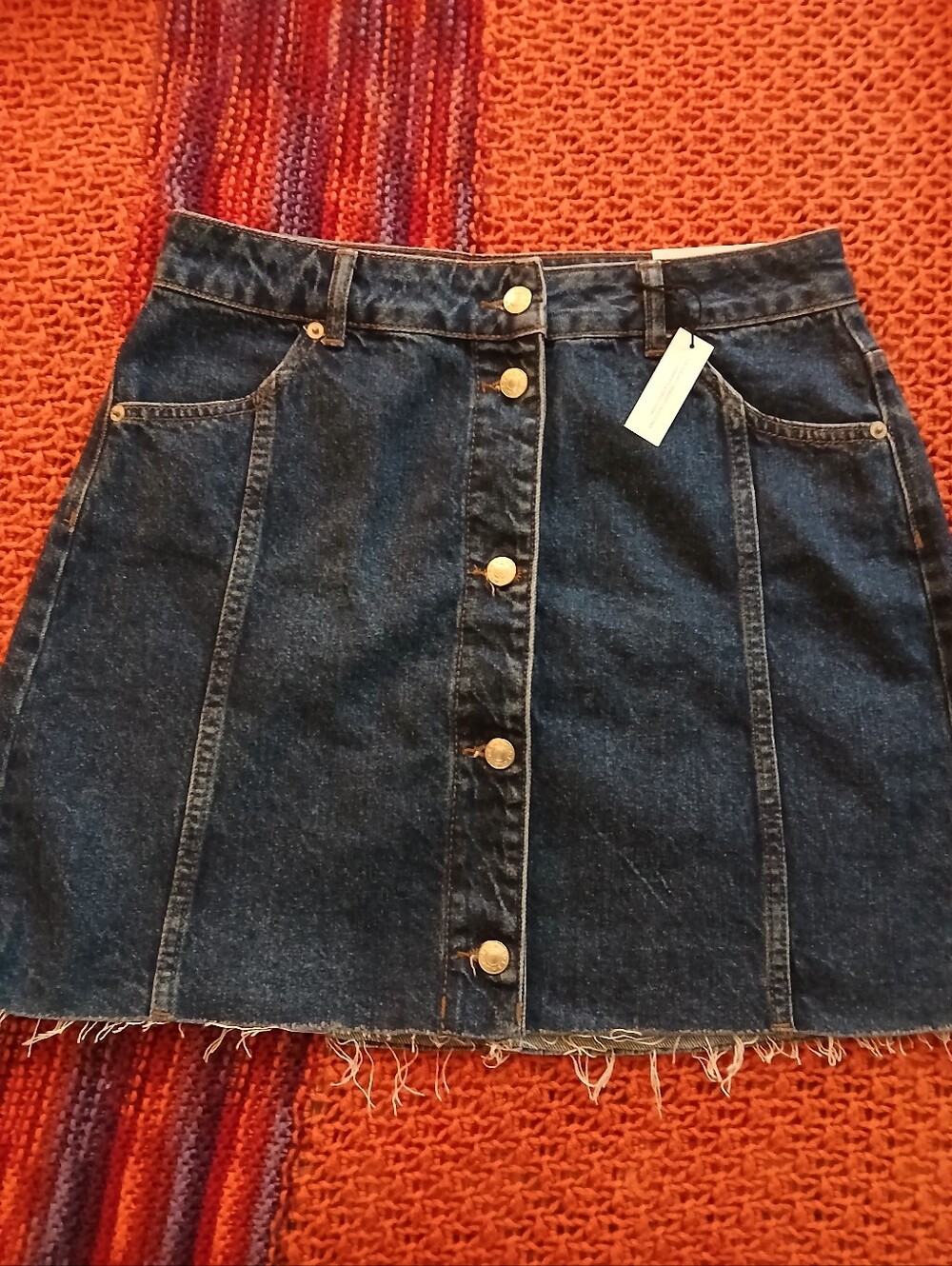 Top shop Moto mini denim jean skirt Sz USA 10 See Measutements